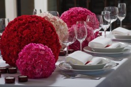 carnation balls wedding centrepieces