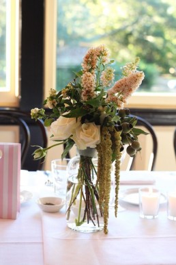 garden flowers in jar centrepiece