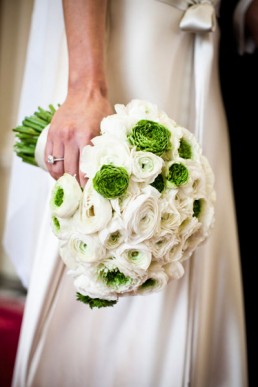 white ranunculus bridal bouquet