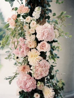 soft pink wedding arch